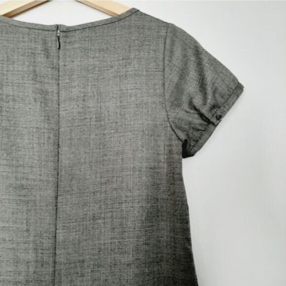 GAP Wool Blend A-Line Bib Collar Mini Dress Neutral Gray Sz 2 - Picture 8 of 13